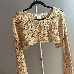 Tan Crochet Knit Crop Top